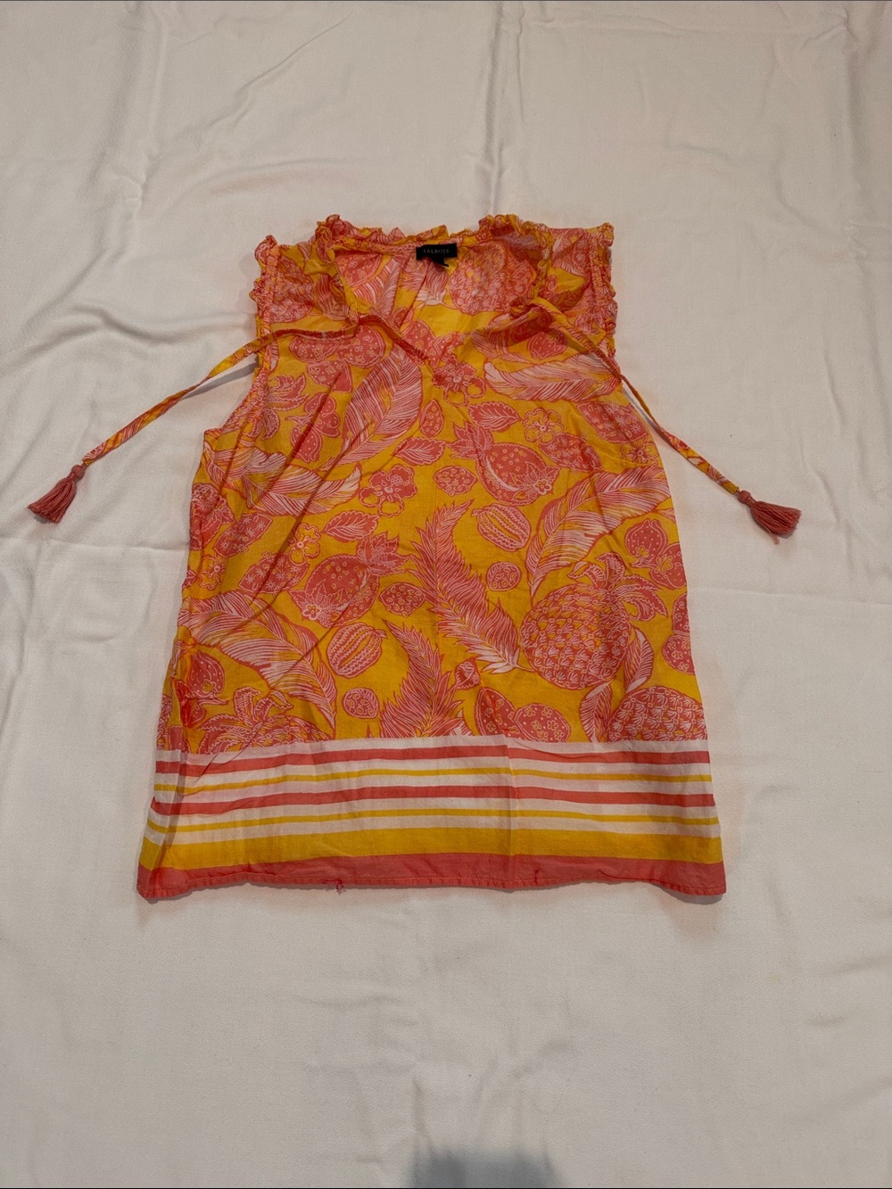 Talbots Yellow and Pink Tropical Tie-Neck Camisole